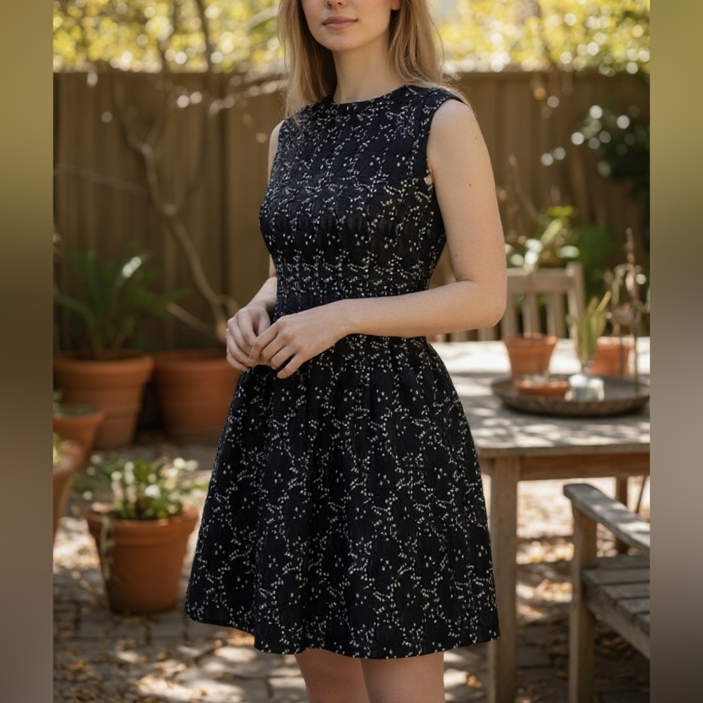 Anthropologie Meadow Rue Black Lace Fit & Flare Dress XS - Picture 2 of 6